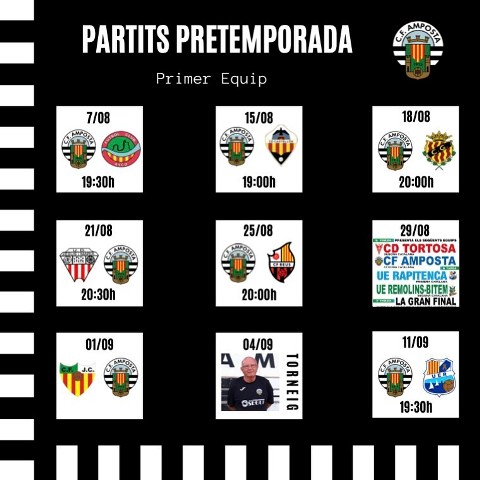 Club Futbol Amposta : NOTÍCIES : PARTITS DE PRETEMPORADA PRIMER EQUIP CF AMPOSTA